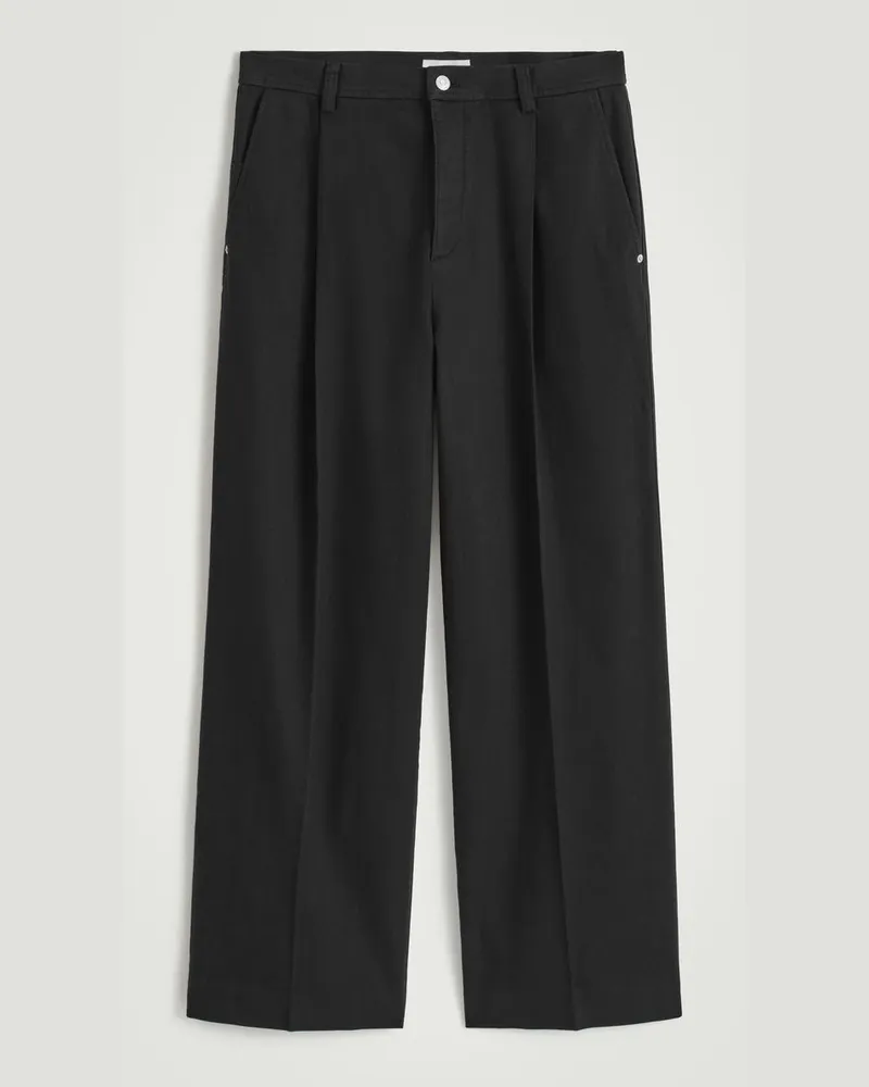 COS Hose Aus Denim Mit Weitem Bein Und Bügelfalten Schwarz