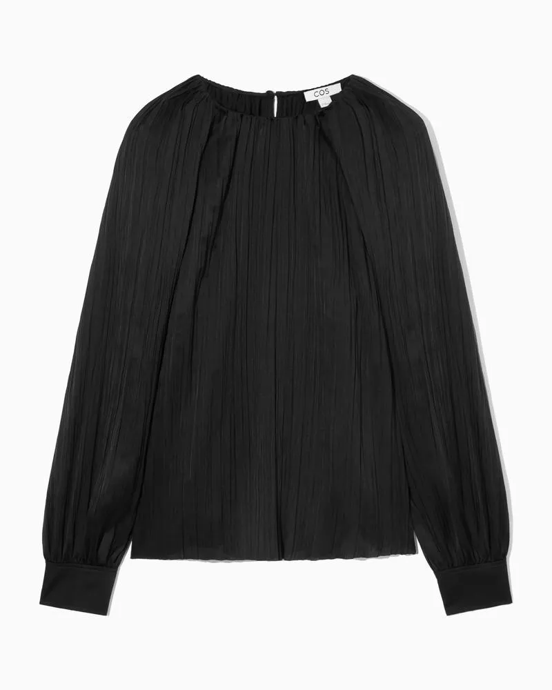 COS Langärmlige Bluse Mit Plisseefalten Schwarz