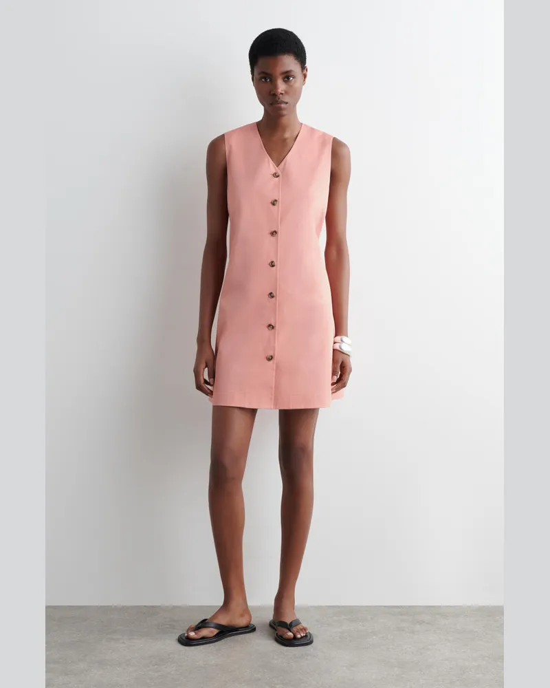 COS Minikleid Aus Pima-Biobaumwolle Mit Knöpfen Rosa
