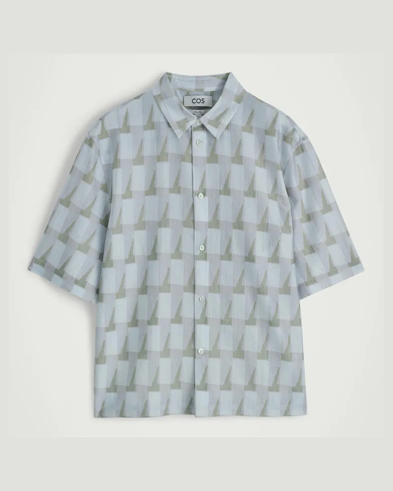 COS Kurzarmhemd Mit Geometrischem Print Blau
