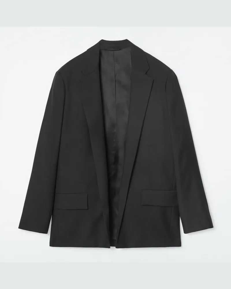 COS Einreihiger Wollblazer Mit Normaler Passform Schwarz
