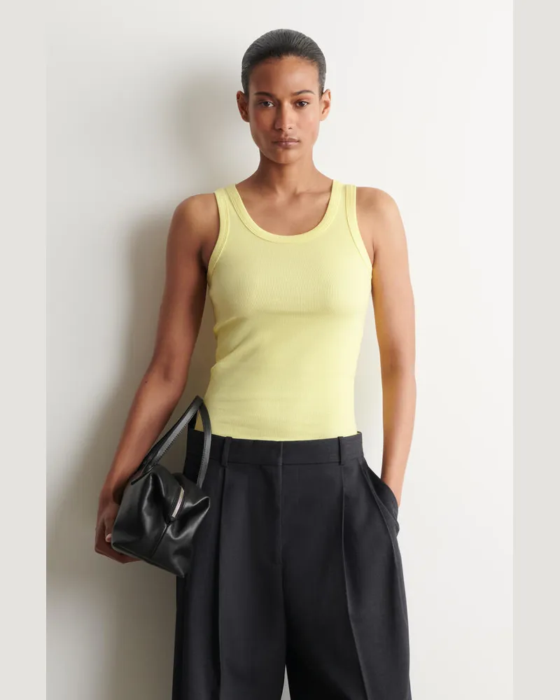 COS Geripptes Tanktop Aus Baumwolle Gelb