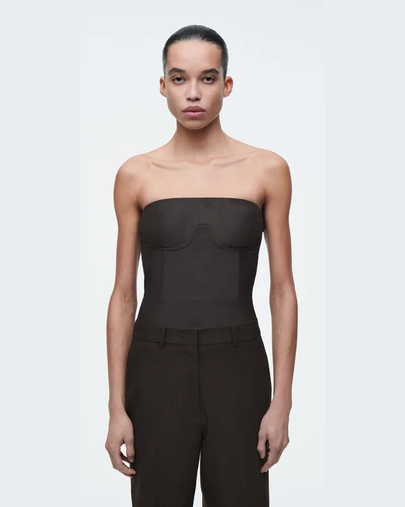 COS Bandeau-Body In Korsett-Optik Braun