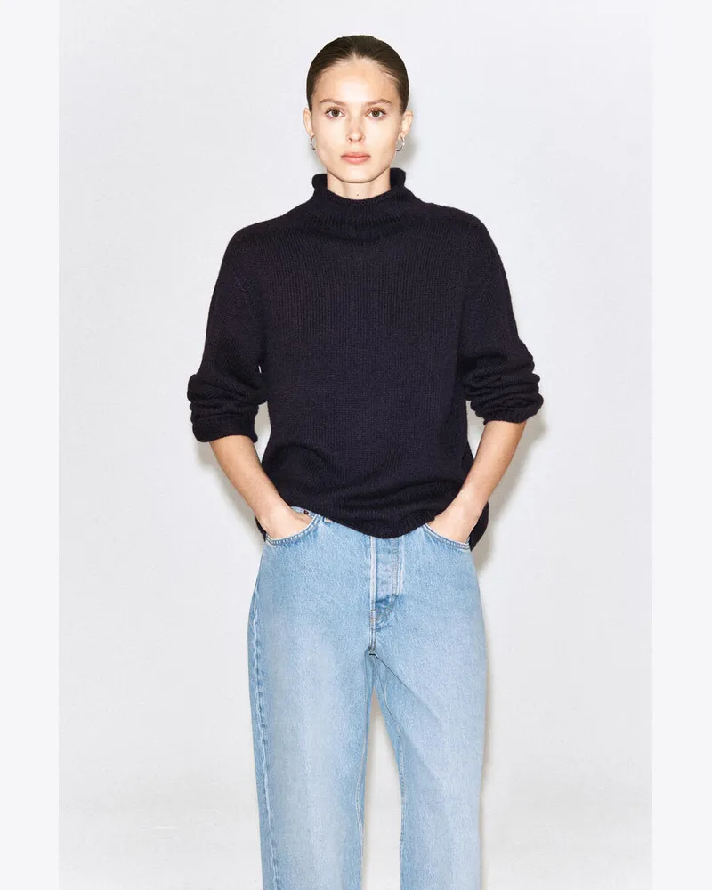 COS Kaschmirpullover Mit Trichterkragen Blau