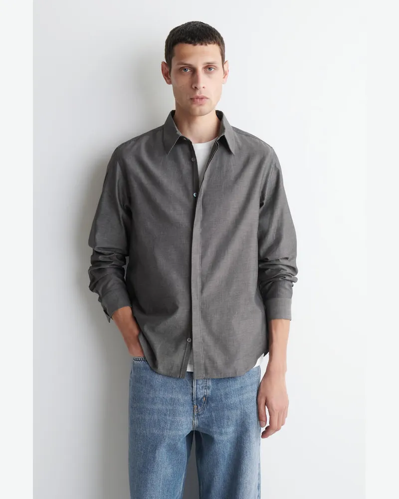 COS Hemd Aus Baumwoll-Chambray Grau