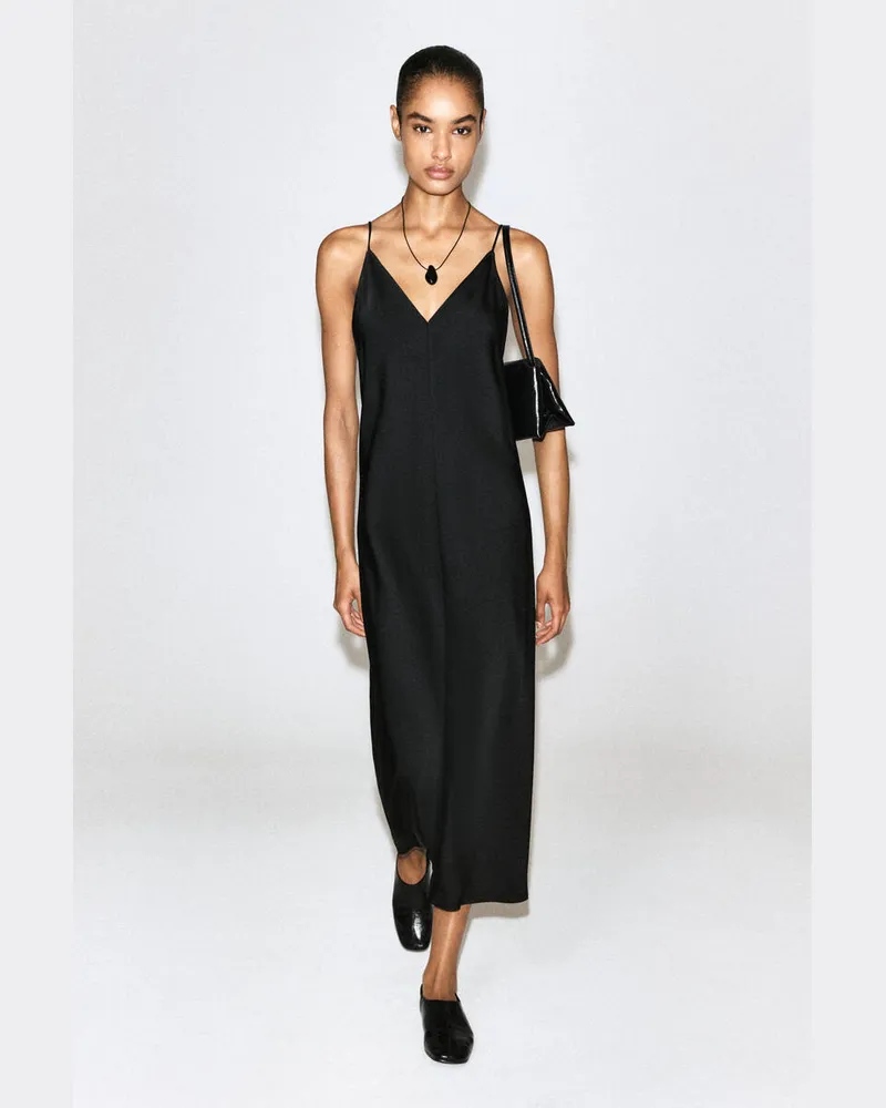 COS Slipdress Aus Crêpe In Midilänge Schwarz