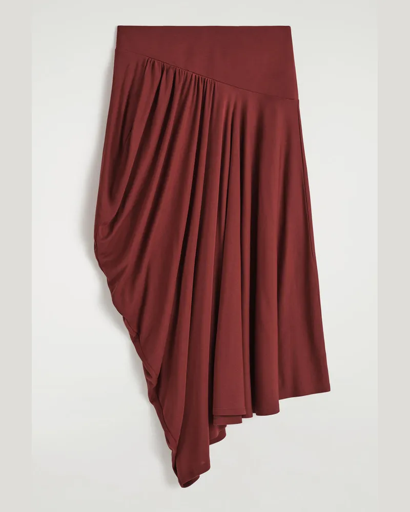 COS Asymmetrischer Drapierter Midirock Rot