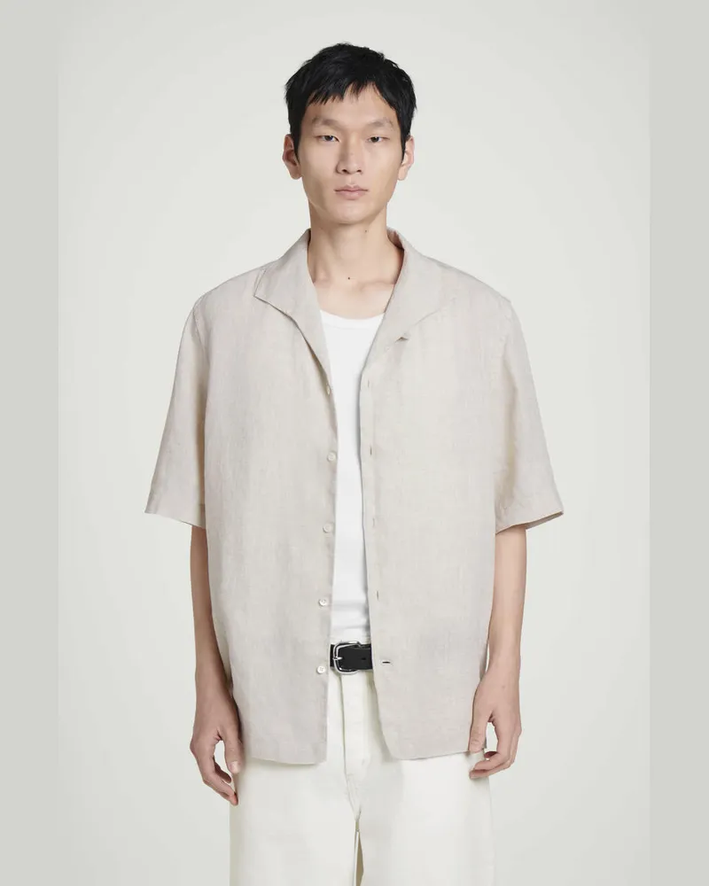 COS Kurzarmhemd Aus Leinen Beige