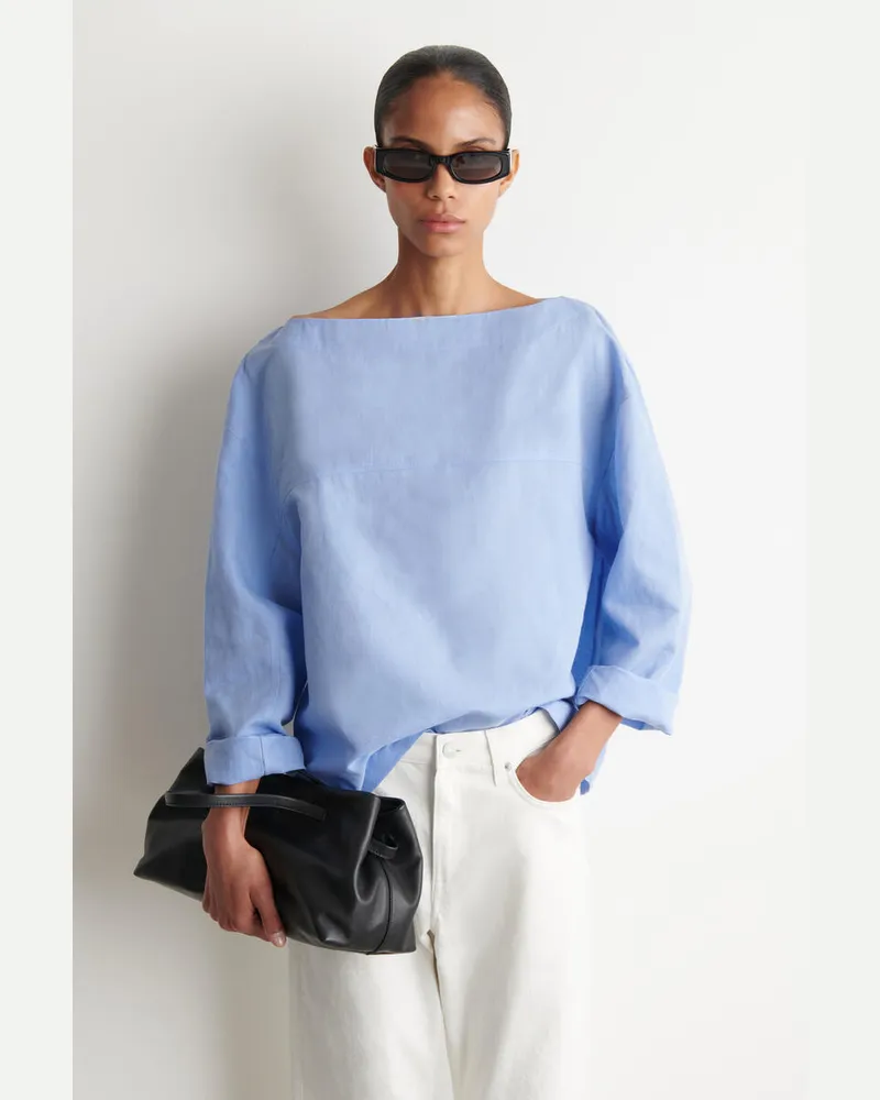 COS Leinenbluse Mit U-Boot-Ausschnitt Blau