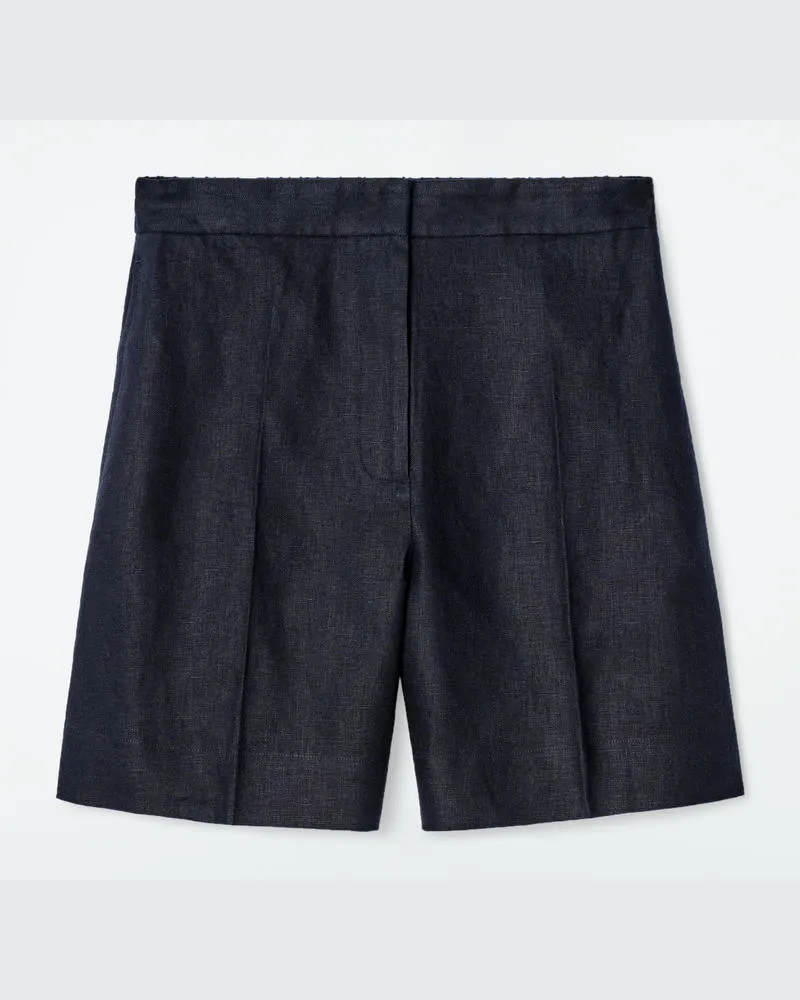 COS Elegante Leinenshorts Mit Elastischem Bund Blau