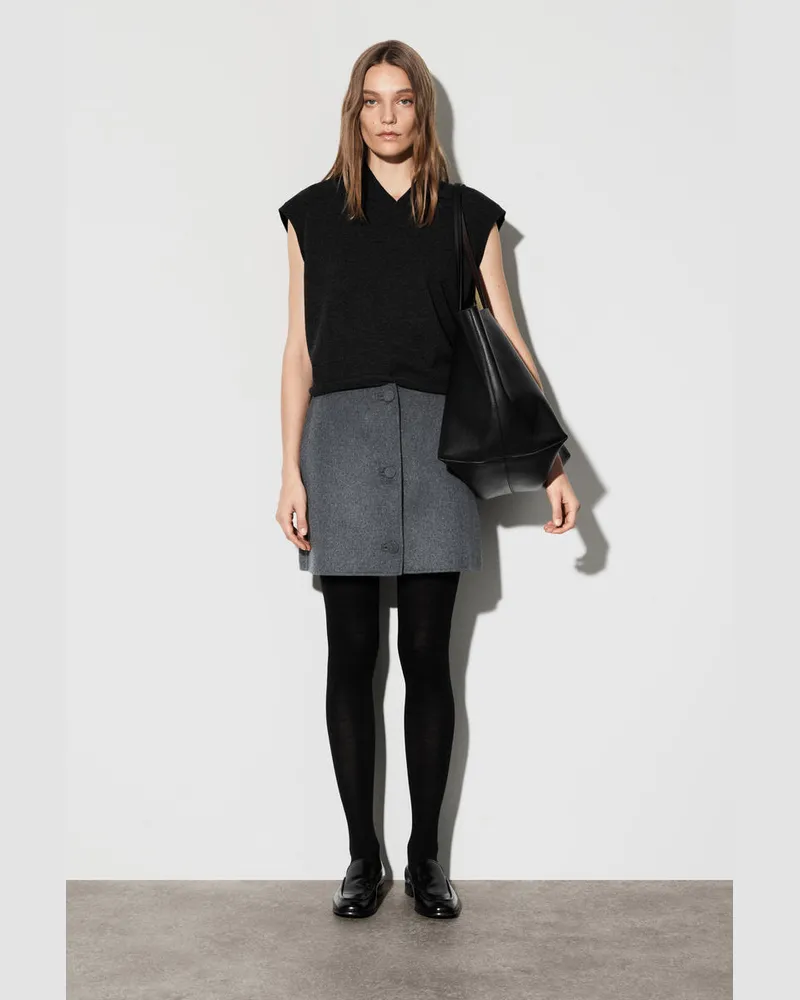 COS Minirock Aus Doubleface-Wolle Mit Knöpfen Grau