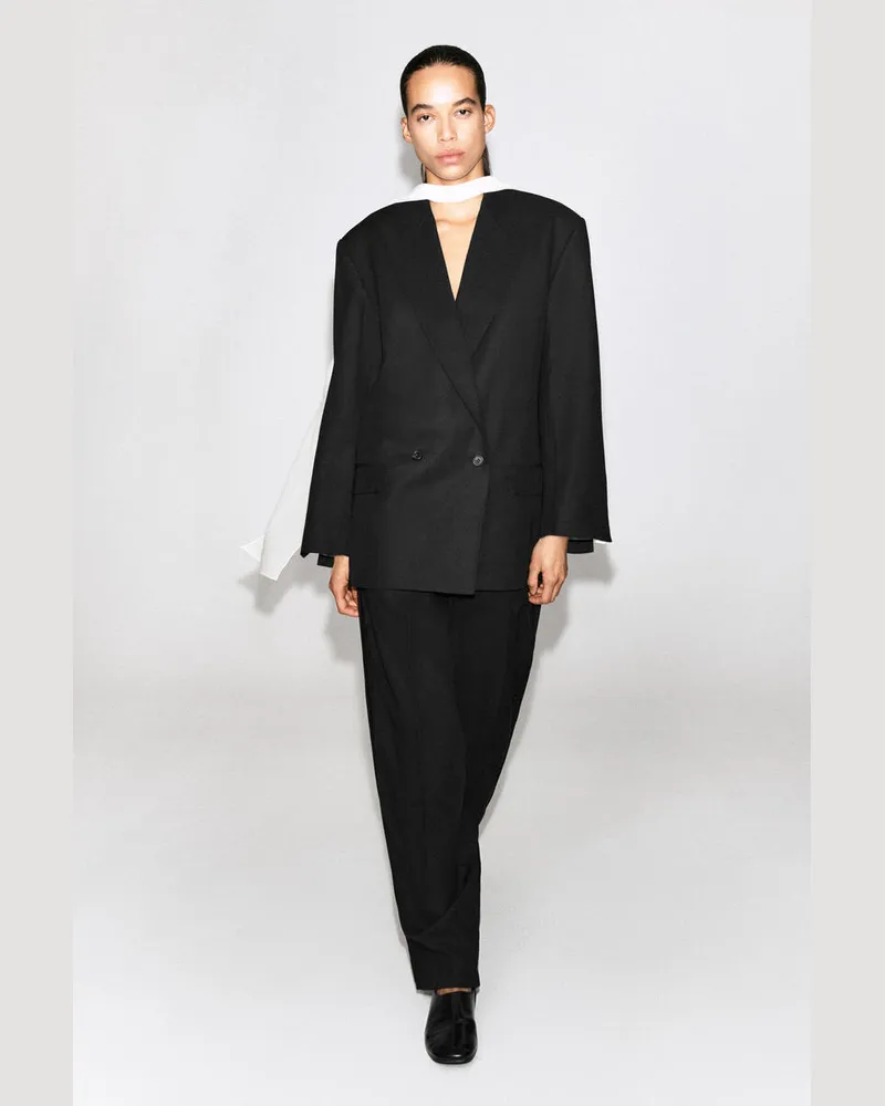COS Zweireihiger Blazer Mit Kontrastfutter Schwarz