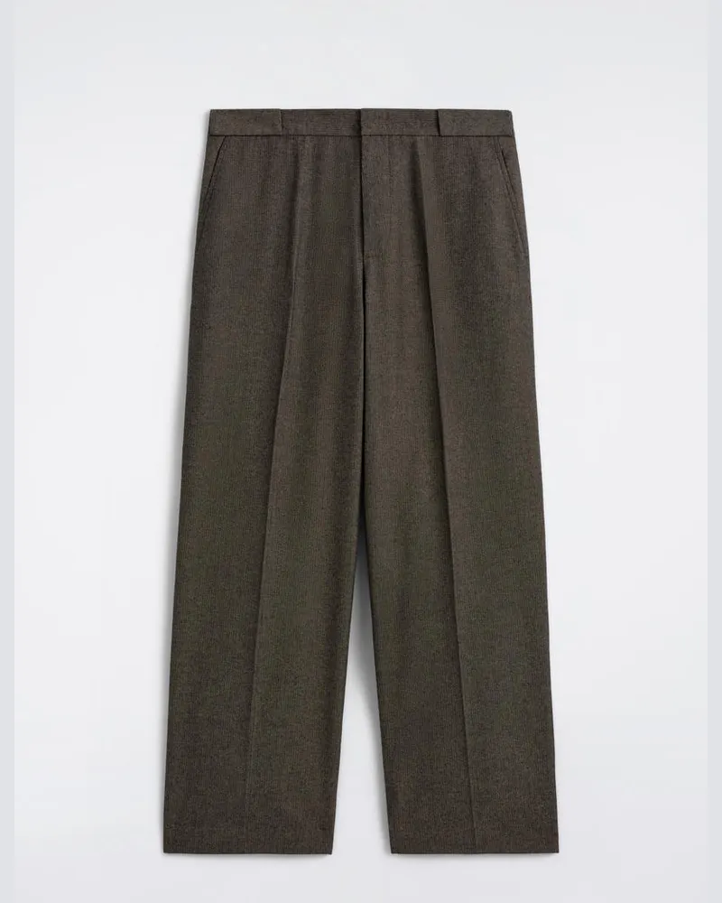 COS Herringbone Oversized Wide-Leg Trousers Braun