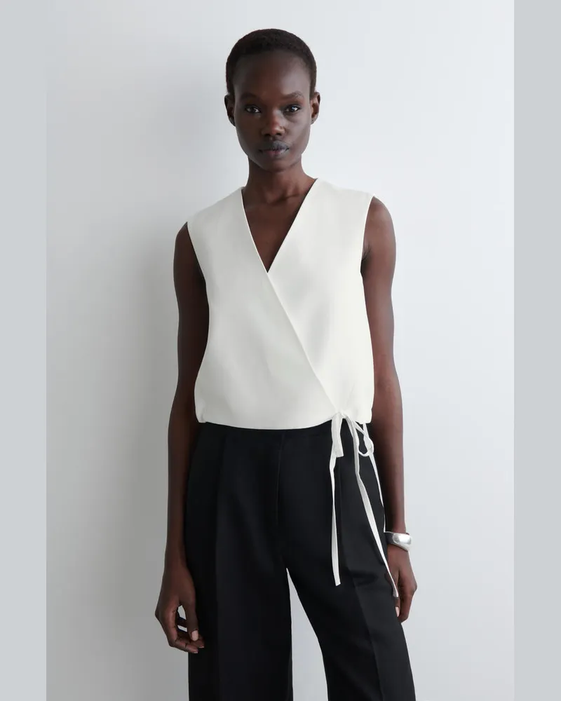 COS Weste Aus Leinen-Mix In Wickeloptik Weiß