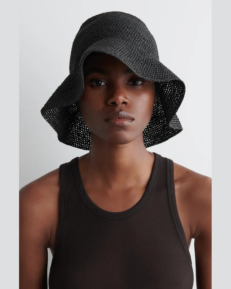 COS Fischerhut Aus Stroh Schwarz