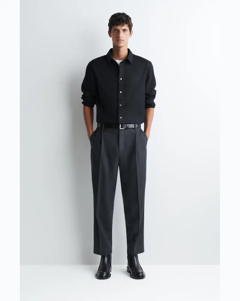 COS Lockere Wollhose Mit Geradem Bein Und Falten Blau