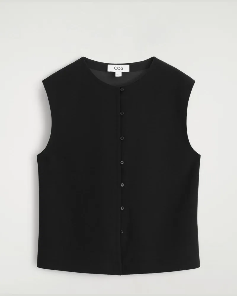 COS Strickoberteil Mit Knöpfen Schwarz