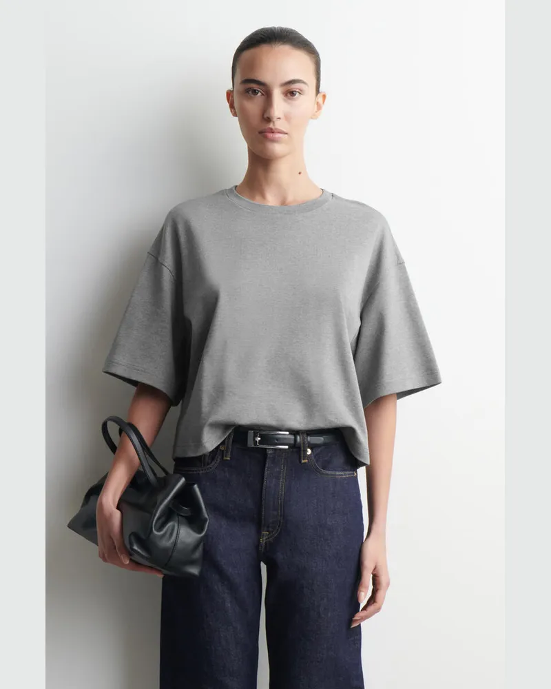 COS Kastenförmiges Oversized-T-Shirt Aus Baumwolle Grau