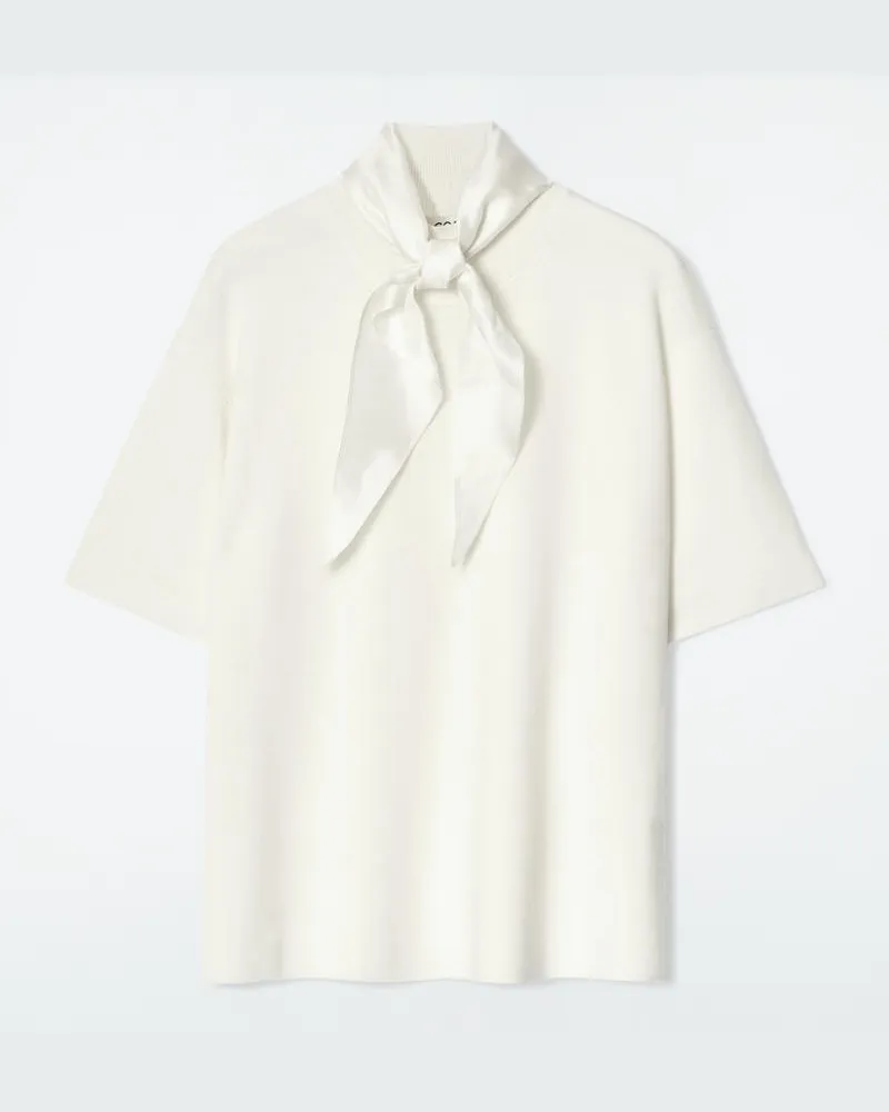 COS T-Shirt Aus Merinowolle Mit Schaldetail Weiß