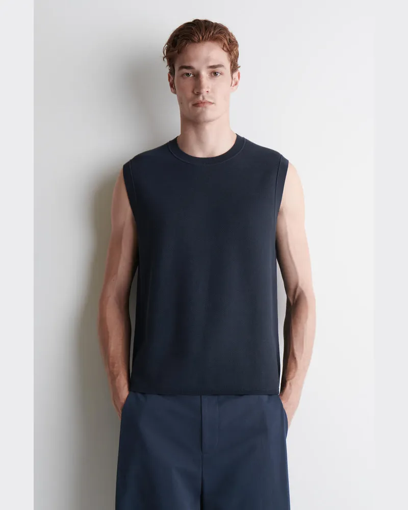 COS Tanktop Mit Wabenstruktur Blau