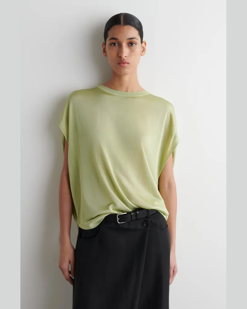 COS Rund Geschnittenes Gestricktes T-Shirt Grün