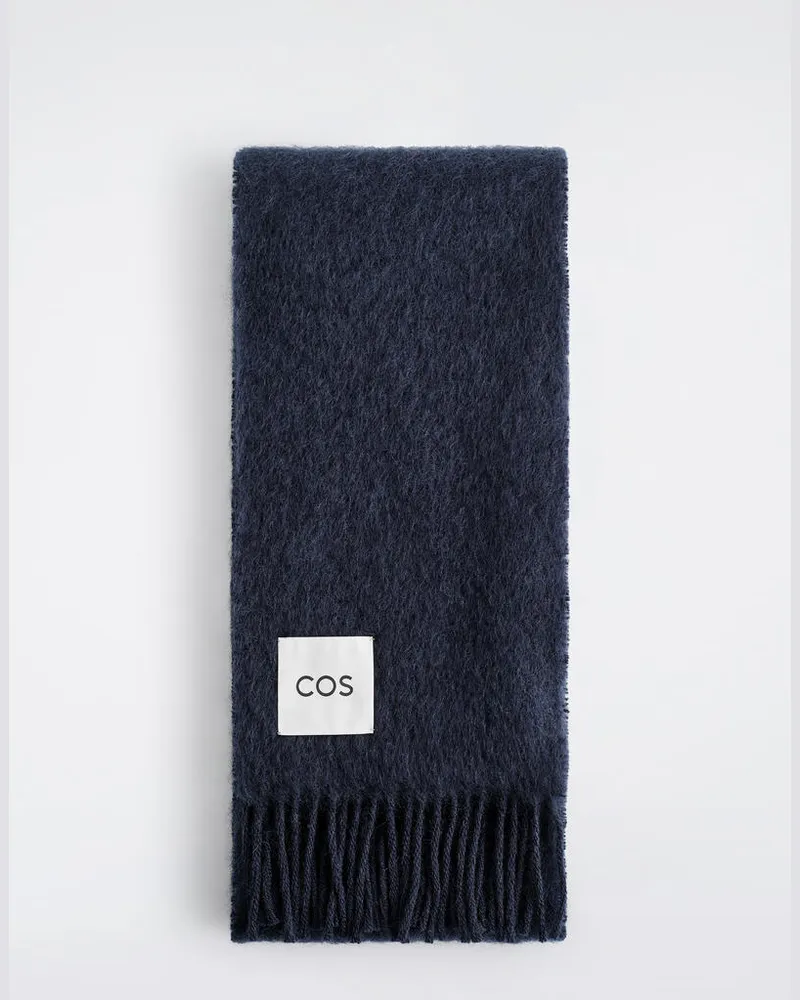 COS Mohairschal Mit Fransen Blau