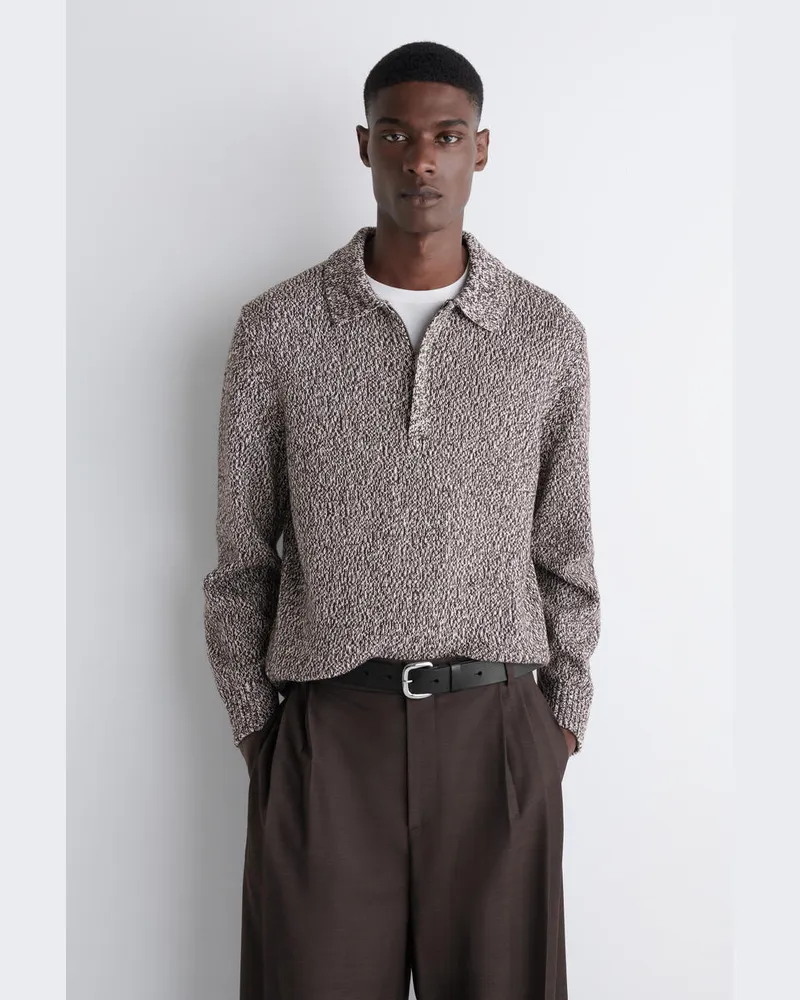 COS Pullover Aus Woll-Mix Mit Kurzem Reissverschluss Braun