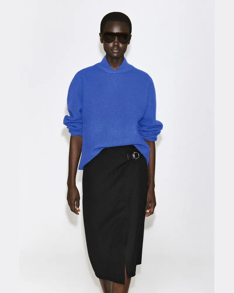 COS Pullover Aus Kochwolle Mit Mehrlagigem Kragen Blau
