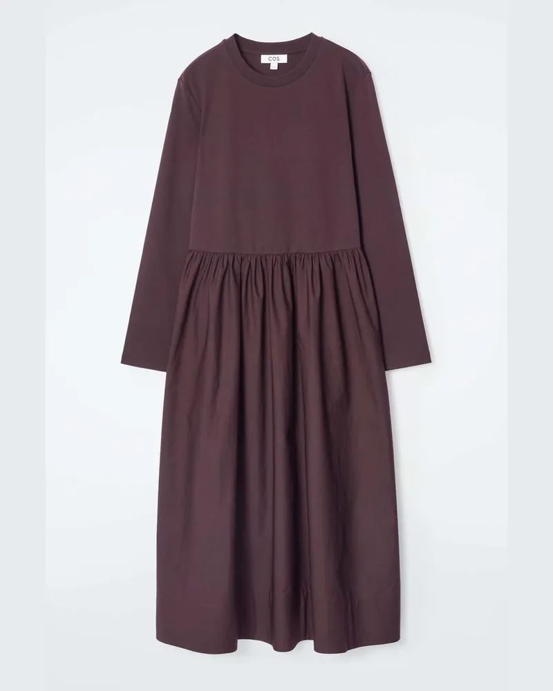 COS Langärmliges Midikleid Mit Kontrasteinsatz Rot