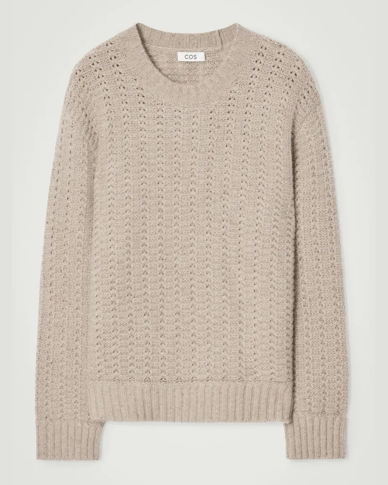 COS Lockerer Kaschmirpullover Mit Lochstrickmuster Beige