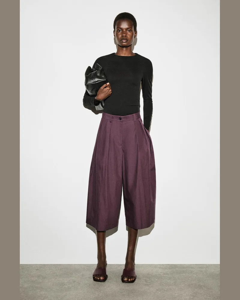 COS Culottes Aus Baumwolle Mit Falten Rot