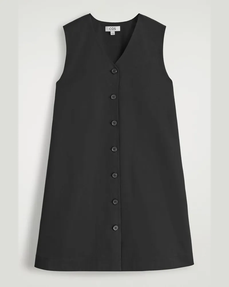 COS Minikleid Aus Pima-Biobaumwolle Mit Knöpfen Schwarz