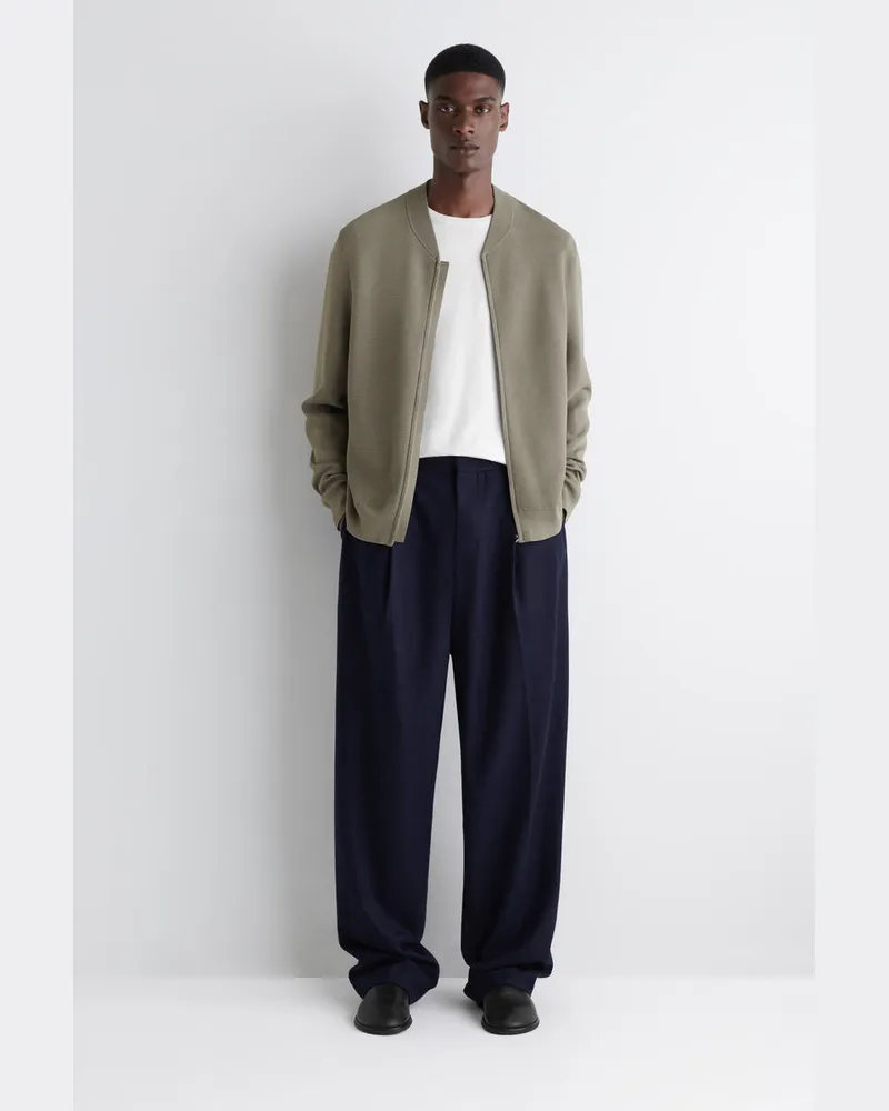 COS Strukturierte Gestrickte Bomberjacke Grau