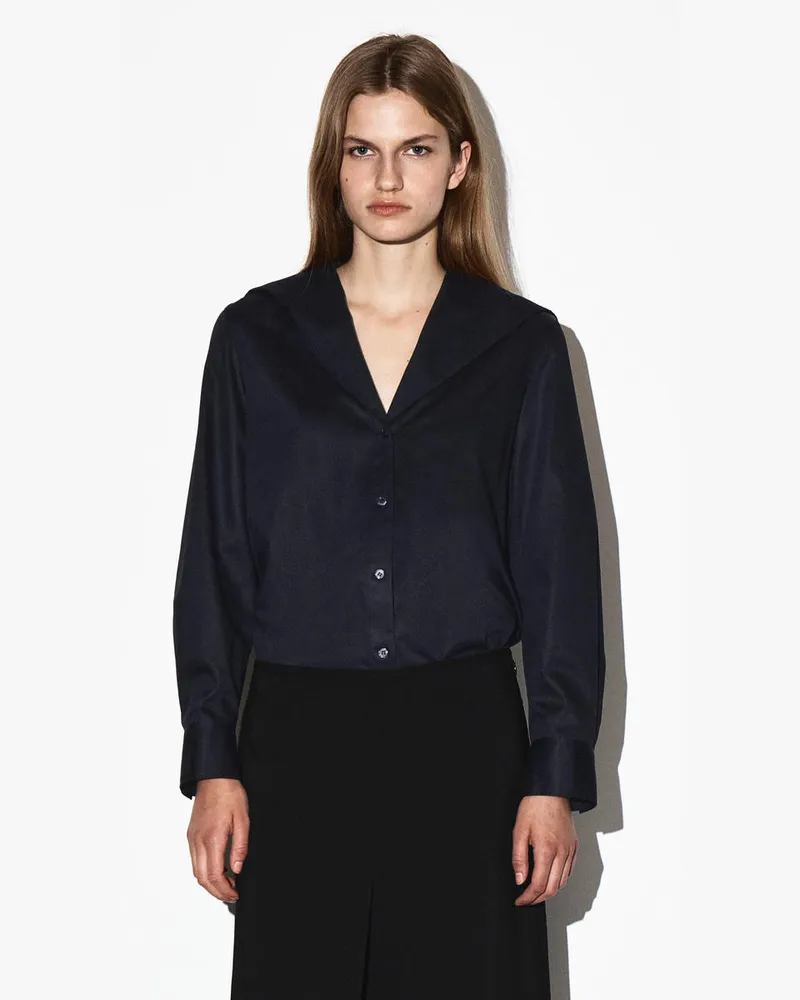 COS Baumwollhemd Mit Matrosenkragen Blau