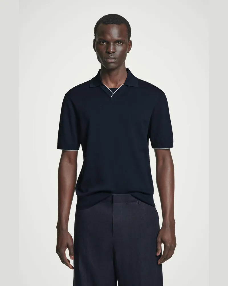 COS Poloshirt Mit Kontrastierenden Einfassungen Blau