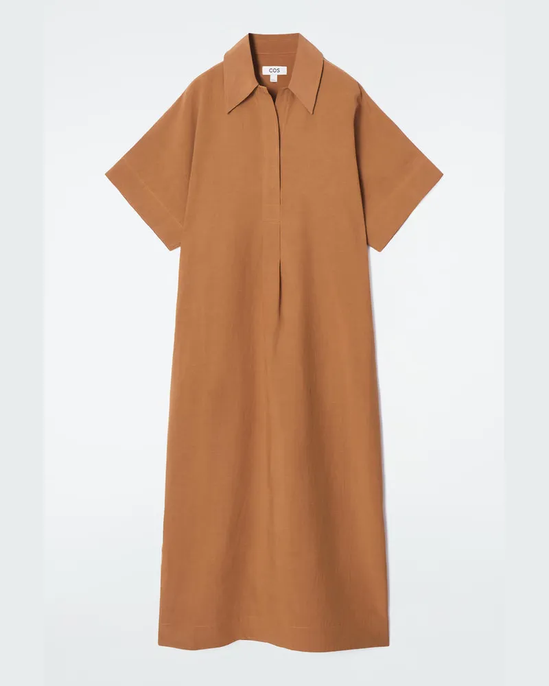 COS Hemdkleid Aus Leinen-Mix In Midilänge Orange
