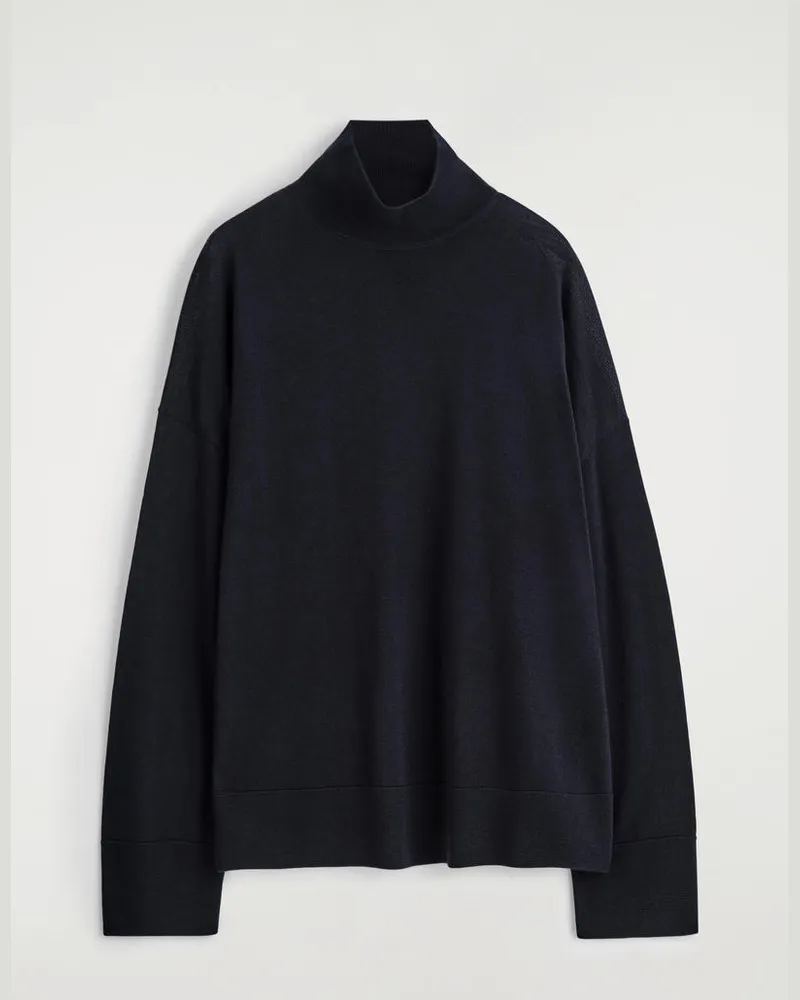 COS Rollkragenpullover Aus Merinowolle Blau