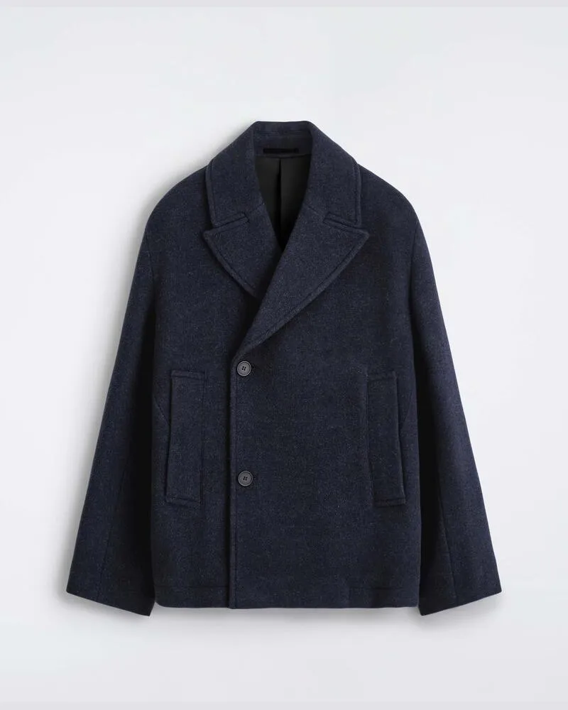 COS Kurze Doppelreihige Cabanjacke Aus Wolle Blau