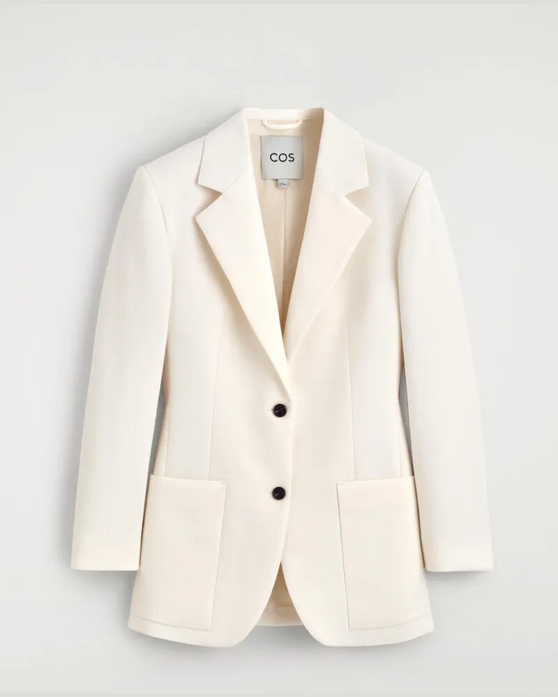 COS Single-Breasted Boucl Blazer Weiß
