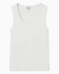 Cos Geripptes Tanktop Mit Rundhalsausschnitt Weiss