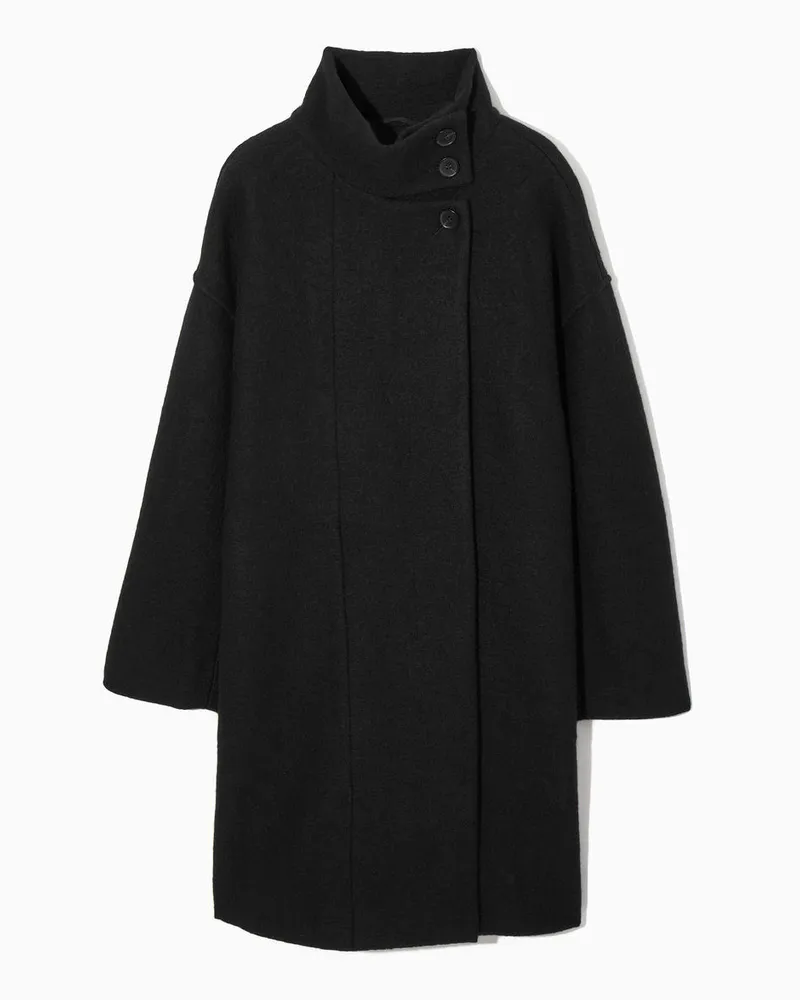 COS Mantel Aus Kochwolle Mit Stehkragen Schwarz