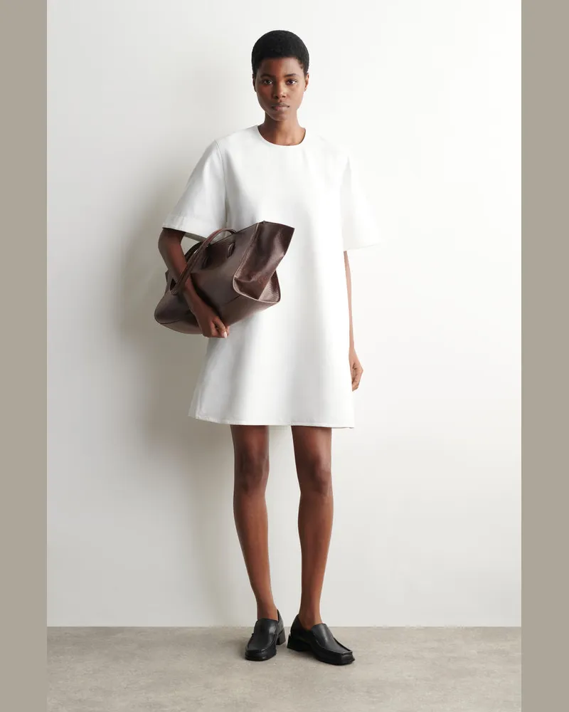 COS Ausgestelltes Minikleid Aus Denim Weiß