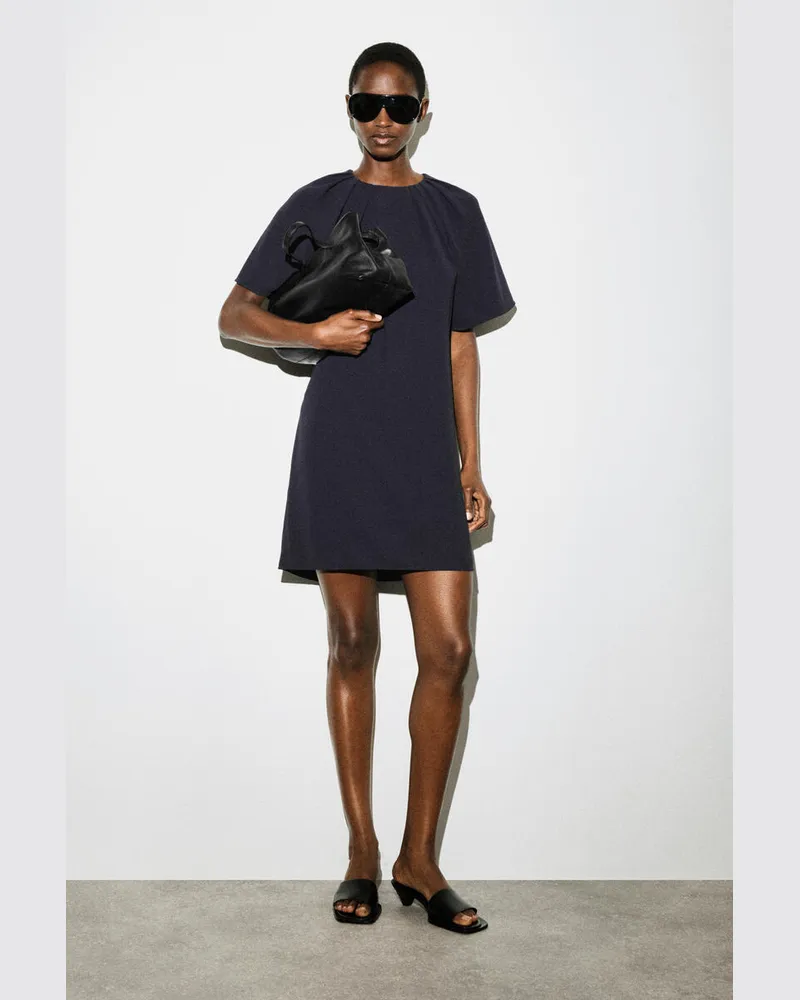 COS Kurzärmliges Minikleid Mit Raffungen Blau