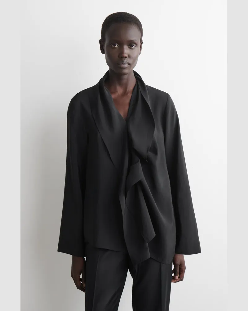 COS Bluse Mit Volants Und Drapierung Schwarz