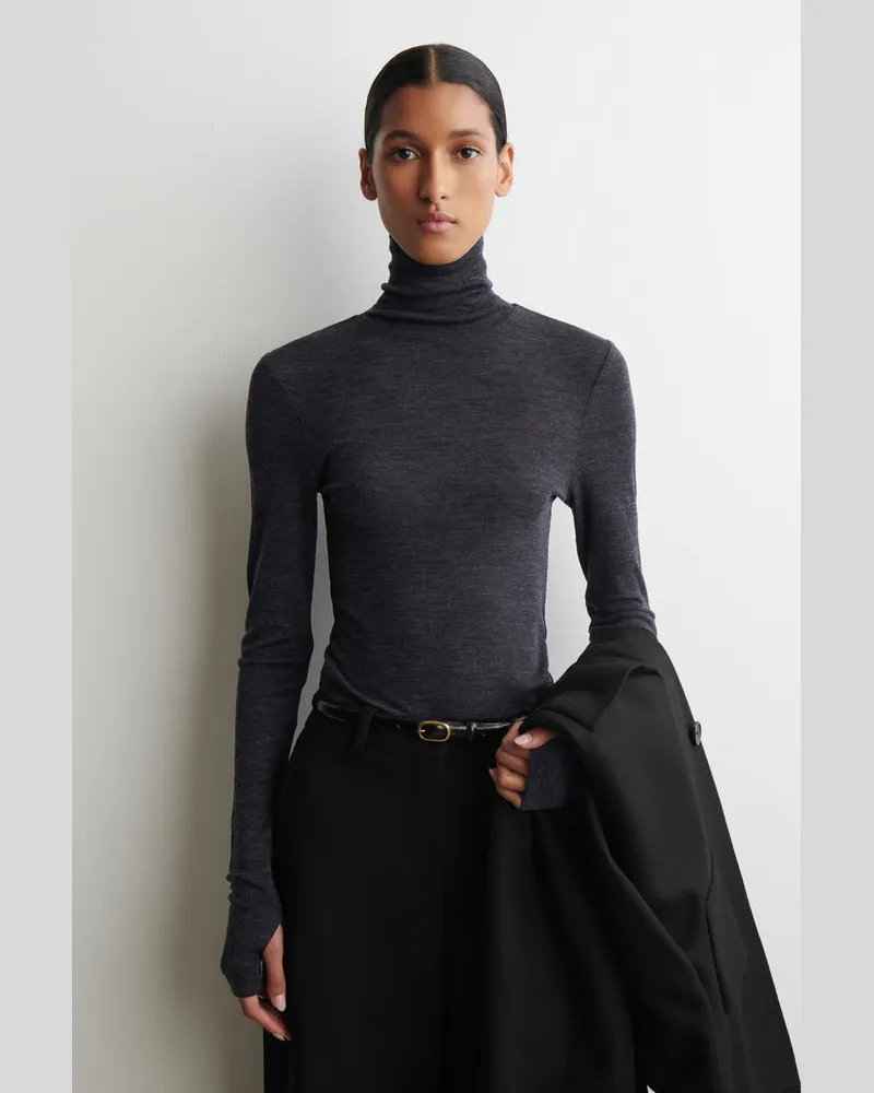 COS Oberteil Aus Merinowolle Mit Hohem Kragen Grau