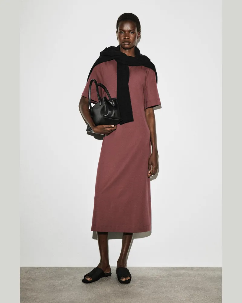 COS T-Shirt-Kleid In Midilänge Mit Gürteldetail Braun