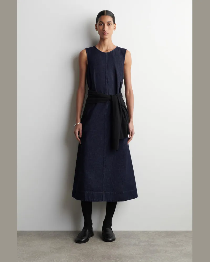 COS Midikleid Aus Denim In A-Linie Blau