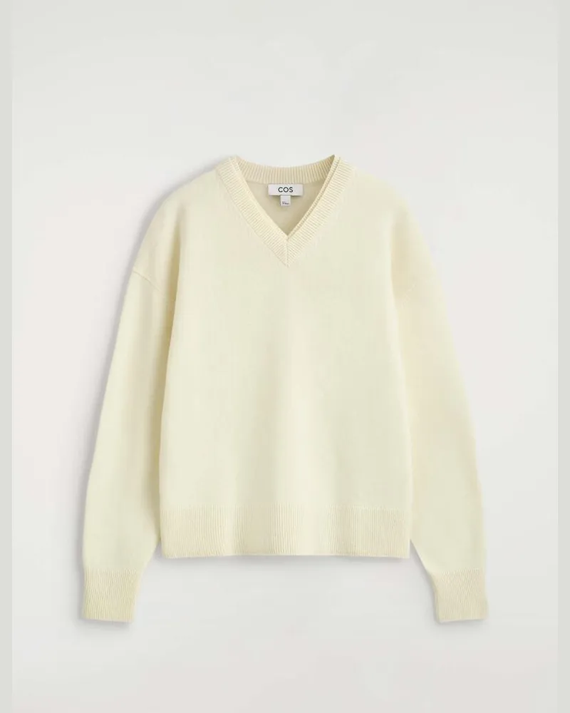 COS Pullover Aus Merinowolle Mit V-Ausschnitt Weiß