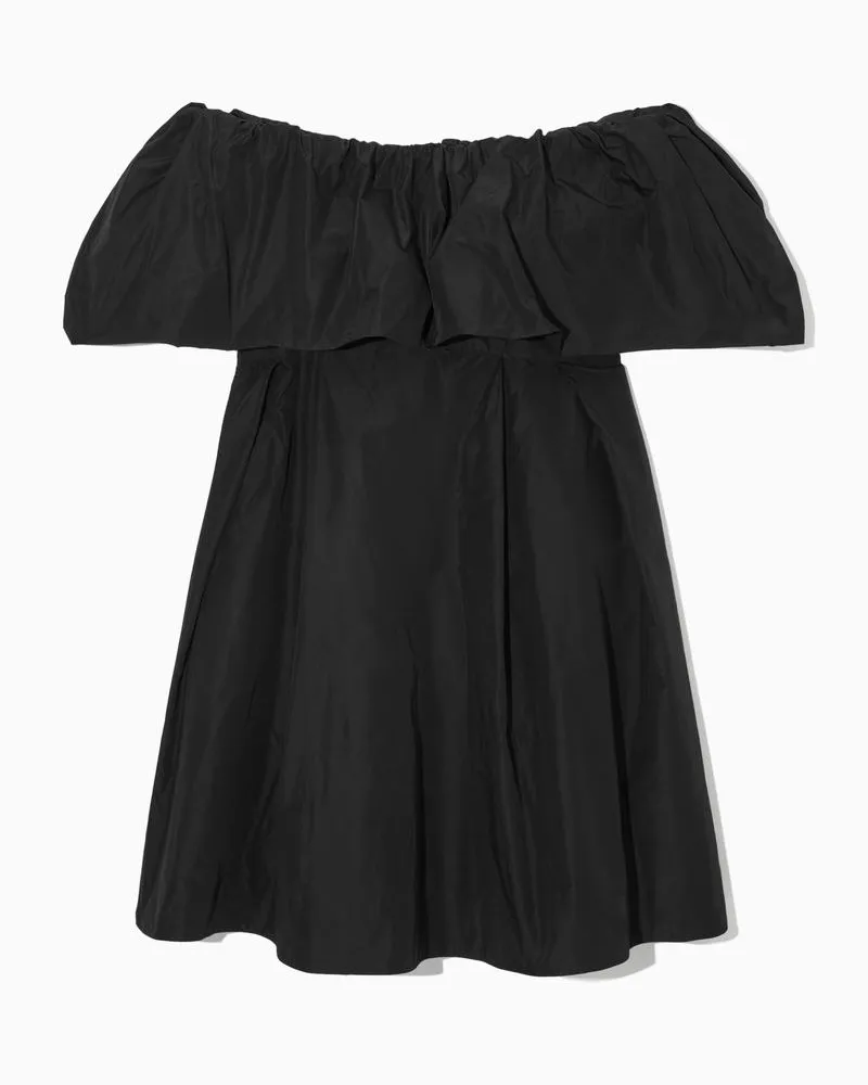 COS Voluminöses Schulterfreies Minikleid Schwarz