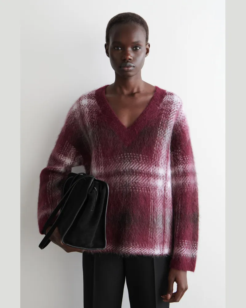 COS Karierter Pullover Aus Alpaka-Mix Rot